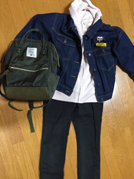 「earth music&ecology（アースミュージックアンドエコロジー）のパーカーパーカーベーシック（パーカー、ピンク系）」を使った、muunさん（レディース・152cm）の春コーディネート
