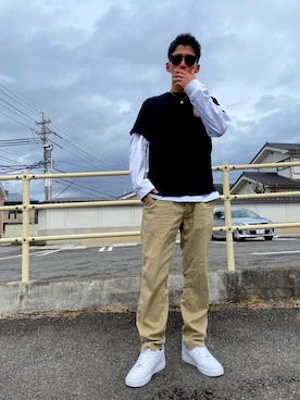 「H&M（エイチ・アンド・エム）のアイテム（Tシャツ/カットソー）」を使った、sadochinさん（メンズ・171cm）の春コーディネート
