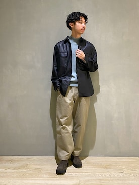 「レザーコーデ」｜「アイテム（ブルゾン）」を使った、mizukiさん（メンズ・176cm）の冬コーディネート