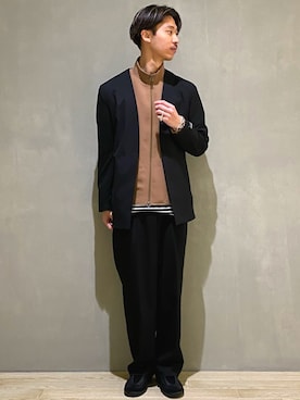 「フォローミー」｜「アイテム（ノーカラージャケット）」を使った、mizukiさん（メンズ・176cm）の春コーディネート