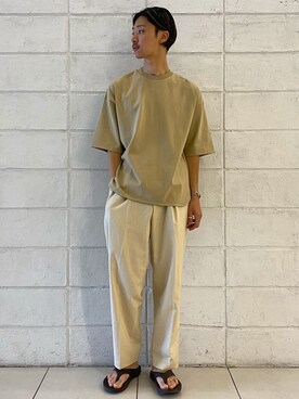 「USAコットン」｜「アイテム（サンダル）」を使った、mizukiさん（メンズ・176cm）の春コーディネート