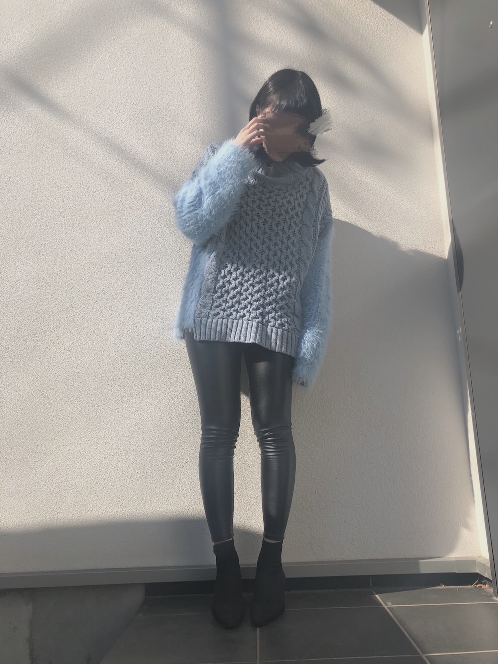 昨年購入 ローズバッド 異素材ミックスニット 1万5180円 ROSE BUD セーター ふわふわ シャギーニット ケーブルニット ブルー ローズバッド⭐︎ふわふわニット 昨年購入 ローズバッド 異素材