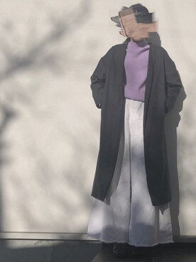 「白デニム」｜「アイテム（その他アウター）」を使った、nachiさん（レディース・158cm）の冬コーディネート