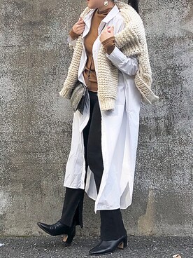 「アイテム（シャツワンピース）」を使った、nachiさん（レディース・157cm・20代）の冬コーディネート