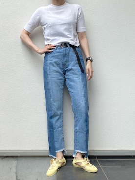 「ショート丈トップス」｜「アイテム（アナログ腕時計）」を使った、nachiさん（レディース・156cm）の春コーディネート