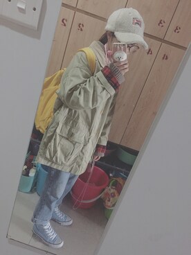 「CONVERSE（コンバース）の蓝色高帮板鞋（その他シューズ、ブルー系）」を使った、mango_goさん（レディース・151cm）の春コーディネート