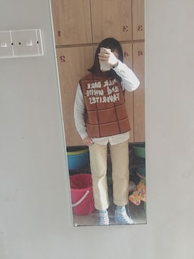 「TYAKASHAのアイテム（タンクトップ、ブラウン系）」を使った、mango_goさん（レディース・151cm）の春コーディネート