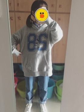 「UNIQLO（ユニクロ）のアイテム（パーカー、グレー系）」を使った、mango_goさん（レディース・151cm）の春コーディネート