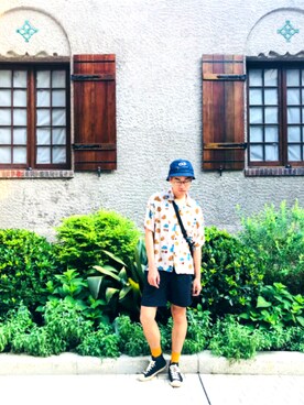 「TYAKASHAのアイテム（帽子）」を使った、p_Buddyさん（メンズ・175cm）の夏コーディネート