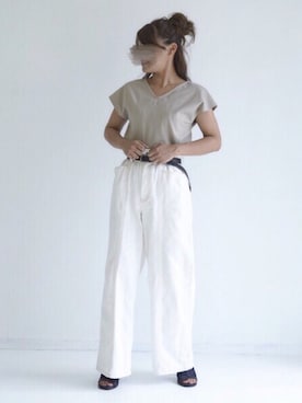 「LA BELLE ETUDE（ラベルエチュード）のアイテム（デニムパンツ）」を使った、おみそさん（レディース・160cm）の夏コーディネート