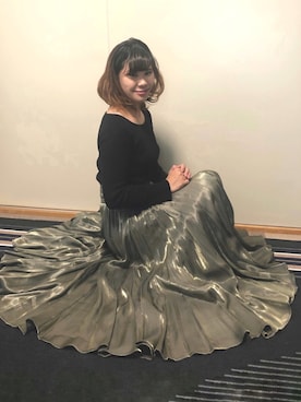 「オーロラスカート」｜おみそさん（レディース・159cm）の春コーディネート