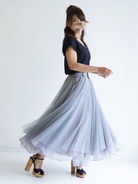 「LA BELLE ETUDE（ラベルエチュード）のアイテム（Tシャツ/カットソー）」を使った、おみそさん（レディース・159cm）の春コーディネート