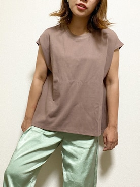 「LA BELLE ETUDE（ラベルエチュード）のアイテム（Tシャツ/カットソー）」を使った、おみそさん（レディース・159cm）の夏コーディネート