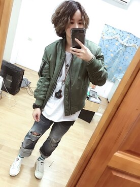 「(A)CRYPSISのアイテム」を使った、丹さん（レディース・159cm）の冬コーディネート