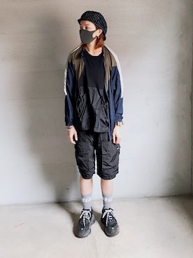 「SUGAR CANE（シュガーケーン）のアイテム（キャスケット）」を使った、丹さん（レディース・159cm）の夏コーディネート