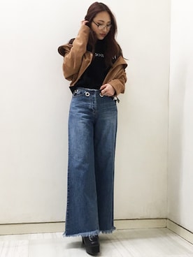 「BARAK（バラク）のアイテム（ライダースジャケット）」を使った、SATOMIさん（レディース・161cm）の秋コーディネート