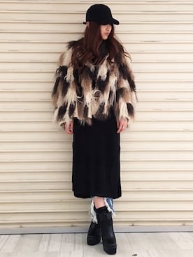 「BARAK（バラク）のアイテム（ポンチョ）」を使った、SATOMIさん（レディース・161cm）の秋コーディネート