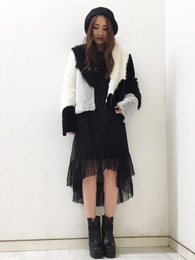 「シアーワンピース」｜「アイテム（ハンチング/ベレー帽）」を使った、SATOMIさん（レディース・161cm）の秋コーディネート
