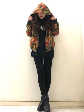 「BARAK（バラク）のアイテム（ブルゾン）」を使った、SATOMIさん（レディース・161cm）の冬コーディネート