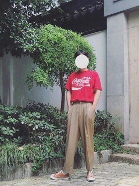 「PULL&BEAR（プルアンドベア）のアイテム（Tシャツ/カットソー）」を使った、Biubiubiu3さん（メンズ・171cm）の夏コーディネート