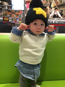 「アイテム（シャツワンピース）」を使った、himaさん（キッズ・70cm）の冬コーディネート