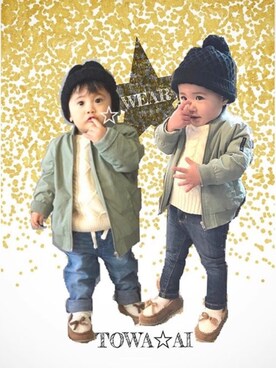「babygap」｜「アイテム（その他アウター）」を使った、tooowaさん（キッズ・70cm）の冬コーディネート