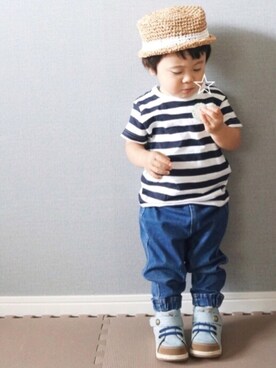 「OSHKOSH（オシュコシュ）のアイテム（スニーカー）」を使った、tooowaさん（キッズ・80cm）の春コーディネート