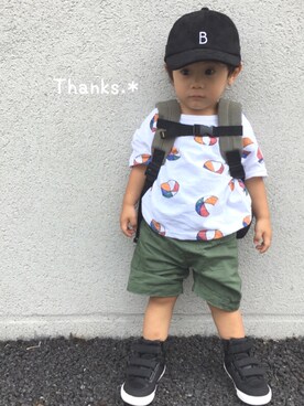 「カーキパンツ」｜tooowaさん（キッズ・80cm）の秋コーディネート