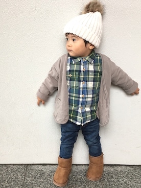 「babygap」｜「アイテム（ブーツ）」を使った、tooowaさん（キッズ・80cm）の秋コーディネート