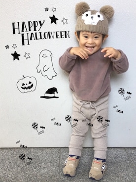 「wearhalloween2017」｜「アイテム（ニットキャップ/ビーニー）」を使った、tooowaさん（キッズ・80cm）の秋コーディネート