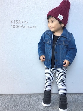 「babygap」｜「アイテム（デニムジャケット）」を使った、tooowaさん（キッズ・80cm）の秋コーディネート