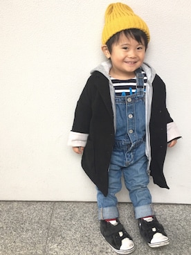 「お正月」｜「アイテム（ニットキャップ/ビーニー）」を使った、tooowaさん（キッズ・80cm）の冬コーディネート