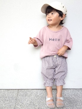 「handmade」｜「アイテム（キャップ）」を使った、tooowaさん（キッズ・80cm）の夏コーディネート