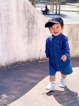 「B:MING by BEAMS（ビーミングバイビームス）のアイテム（キャップ）」を使った、yuto@airiさん（キッズ・80cm）の春コーディネート