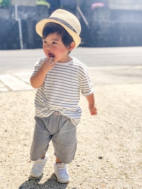 「EDWIN（エドウィン）のアイテム（その他パンツ）」を使った、yuto@airiさん（キッズ・80cm）の夏コーディネート