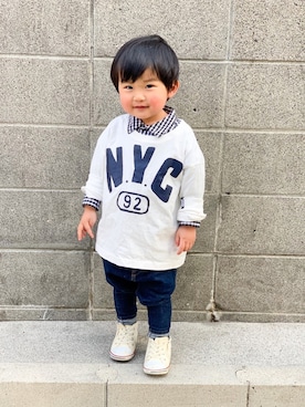 「quoti use fith（クゥオティ　ユース　フィス）のアイテム」を使った、yuto@airiさん（キッズ・90cm）の春コーディネート