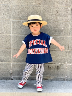 「BIG FIELD（ビッグフィールド）のアイテム」を使った、yuto@airiさん（キッズ・90cm）の春コーディネート