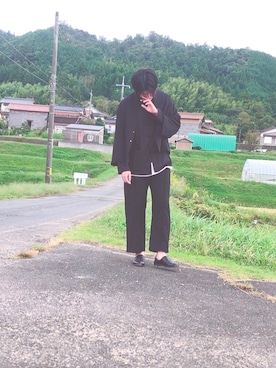 「Lui's（ルイス）のアイテム（ノーカラージャケット）」を使った、シュンヤさん（メンズ・173cm）の秋コーディネート