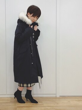 「A part by（アパートバイ）のアイテム（モッズコート）」を使った、mihoさん（レディース・153cm）の秋コーディネート