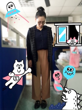 「NANO universe（ナノユニバース）のアイテム（ジャケット/アウター、ブルー系）」を使った、Debby yangさん（レディース・171cm）の春コーディネート