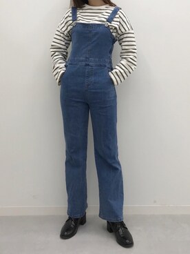 「Heather（ヘザー）のアイテム（サロペット/オーバーオール）」を使った、naoさん（レディース・160cm）の秋コーディネート