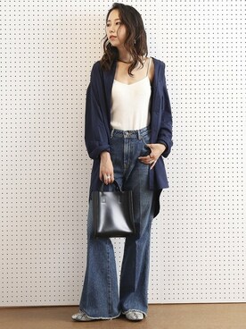 「FREAK'S STORE（フリークスストア）の【WEB限定】スクエアトゥフラットシューズ（バレエシューズ）」を使った、akaneさん（レディース・162cm）の夏コーディネート