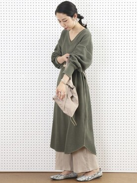 「FREAK'S STORE（フリークスストア）の【WEB限定】スクエアトゥフラットシューズ（バレエシューズ）」を使った、akaneさん（レディース・162cm）の夏コーディネート