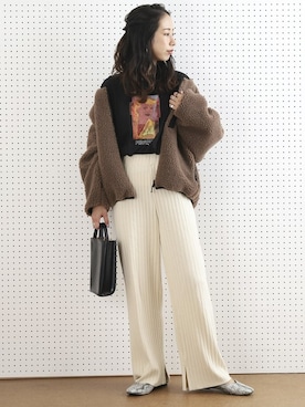 「FREAK'S STORE（フリークスストア）の【WEB限定】スクエアトゥフラットシューズ（バレエシューズ）」を使った、akaneさん（レディース・162cm）の秋コーディネート