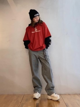 「ヒッコリーデニム」｜rairaiさん（レディース・159cm）の冬コーディネート