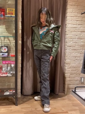 「ロンt」｜「アイテム（ジャケット/アウター）」を使った、rairaiさん（レディース・159cm）の冬コーディネート