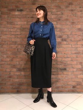 「ELIN（エリン）のアイテム（スカート）」を使った、Hikaru Hoshibaさん（レディース・169cm）の秋コーディネート