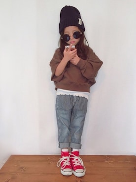 「アイラブCONVERSE」｜uranさん（キッズ・100cm）の秋コーディネート