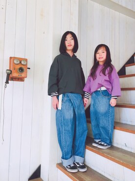 「うきうき♡春のデニムコーデ」｜uranさん（キッズ・100cm）の春コーディネート