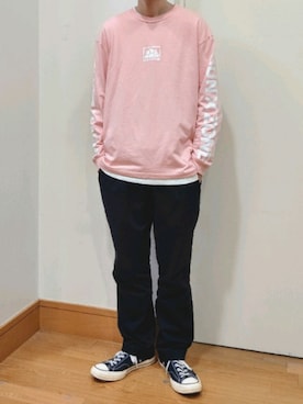 「Eddie Bauer（エディーバウアー）のアイテム（スラックス）」を使った、hiroki.sさん（メンズ・185cm）の春コーディネート